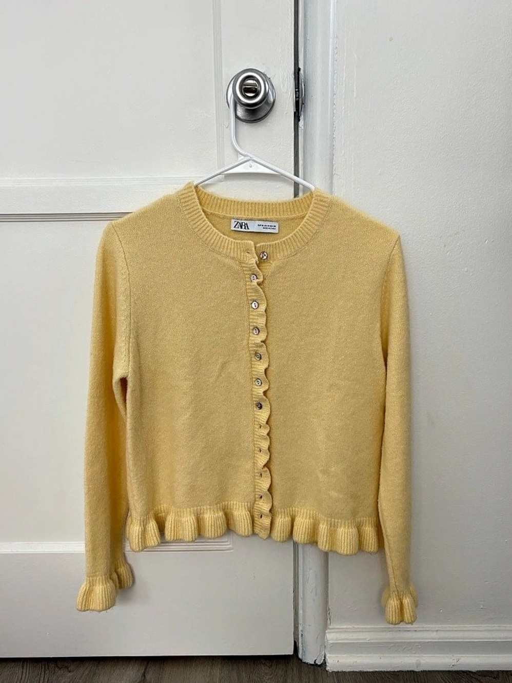 Zara Yellow Button Up Cardigan Sweater